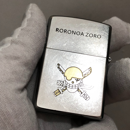 Zippo Lighter R. Zoro Evolution – Deep 3-Sided Engraving, One Piece Street Chrome Design